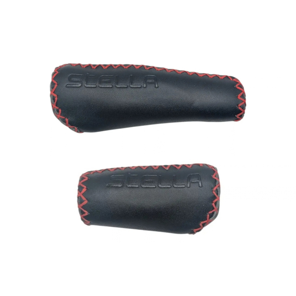 Stella Originele Handvat leer set 135mm/92mm zwart met rood stiksel