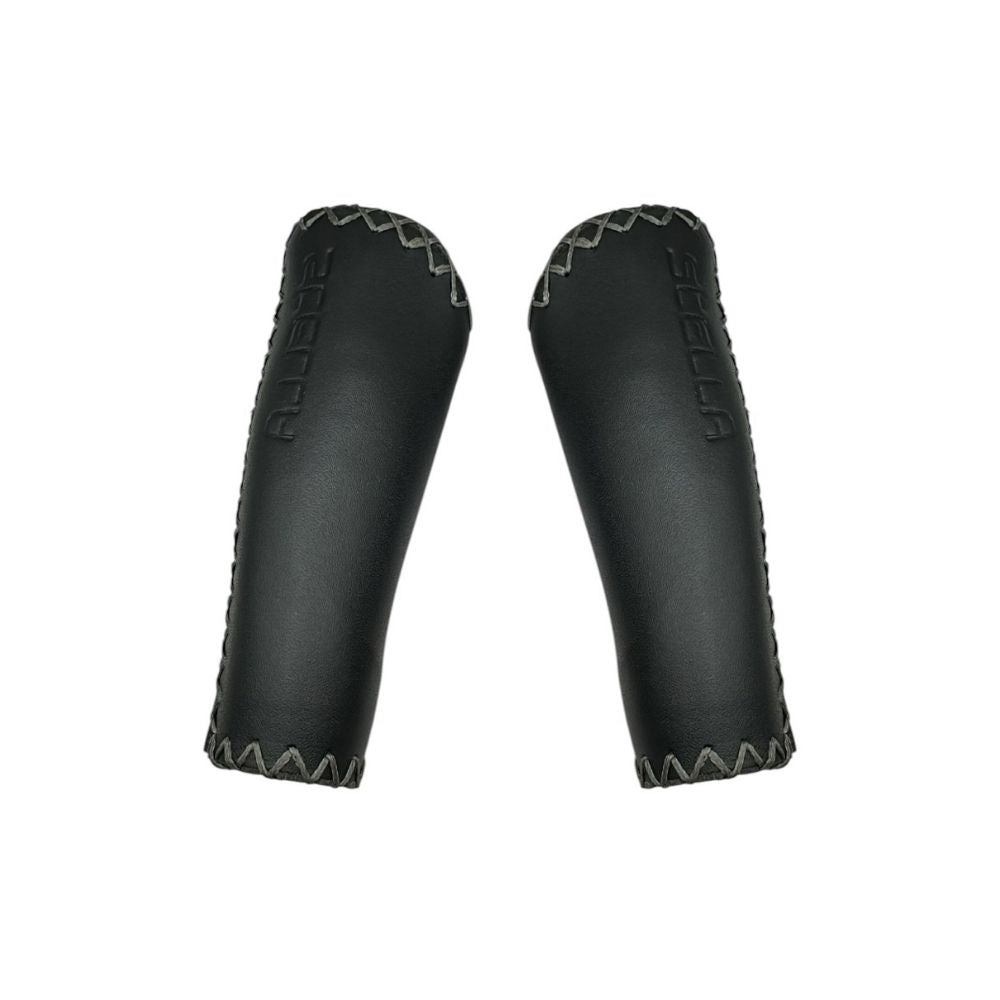Stella Originele Leren handvat grijze stiksels 135mm zwart
