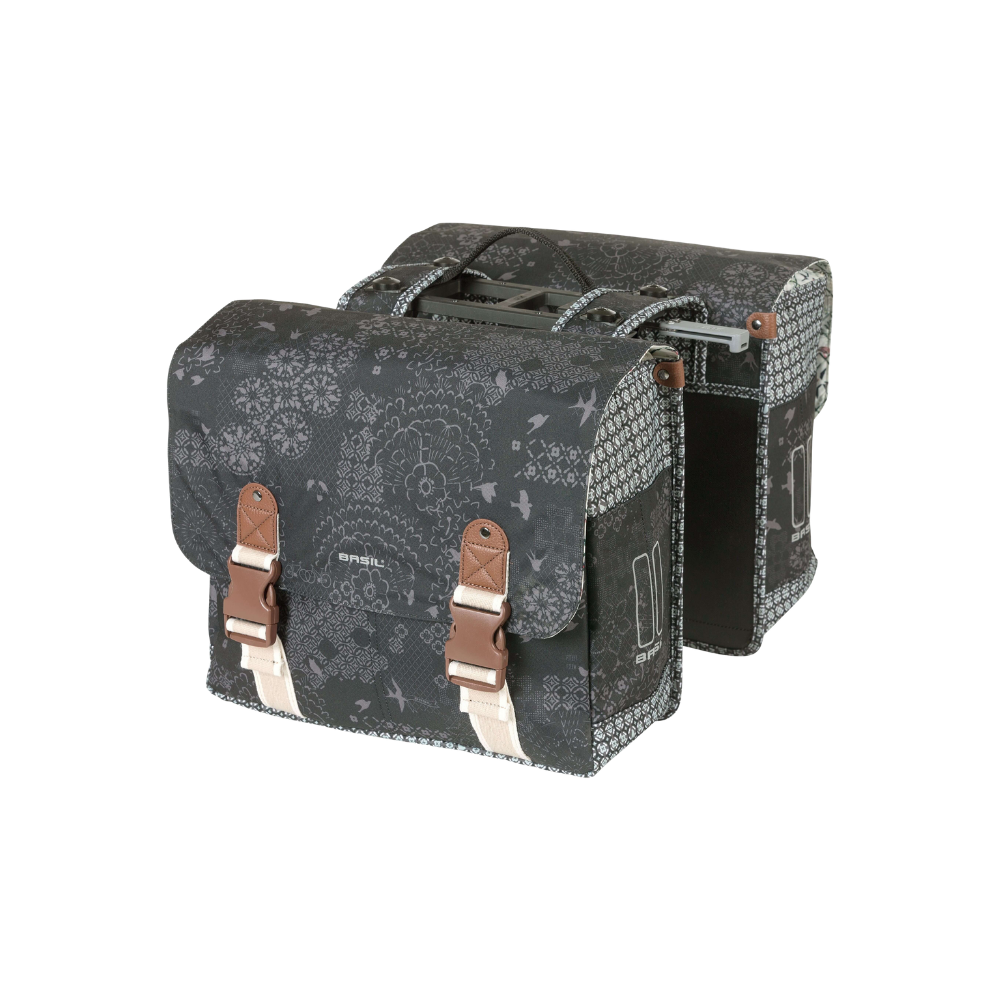 Basil Fietstas dubbel Boheme charcoal MIK 35L